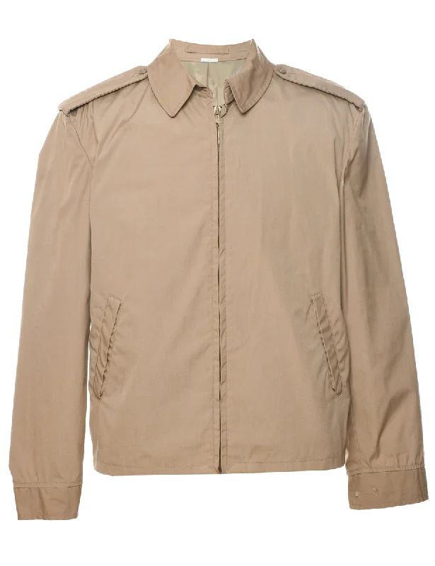 Light Brown Tailored Zip-Front Jacket  - M Trendy Men's Oversized