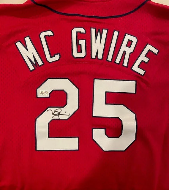 Mark McGwire Autographed Cardinals Red Mitchell & Ness Jersey Sleek Men's Metallic