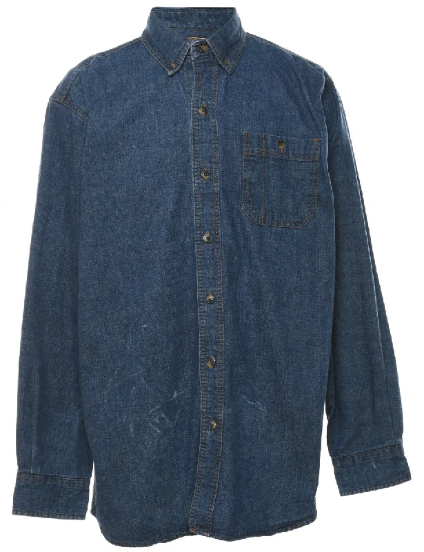 Dark Wash Denim Shirt - M Elegant Men's Formal 