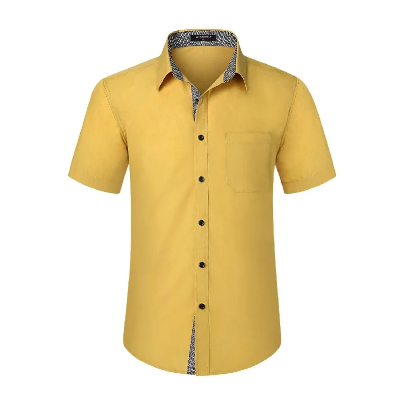 Men's Short Sleeve Shirt with Pocket - B1-YELLOW Hip Men's Urban