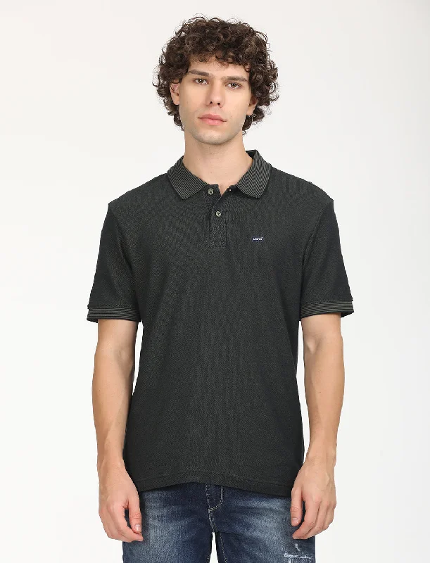 Men's Solid Slim Fit Polo T-shirt Masculine Men's Thick