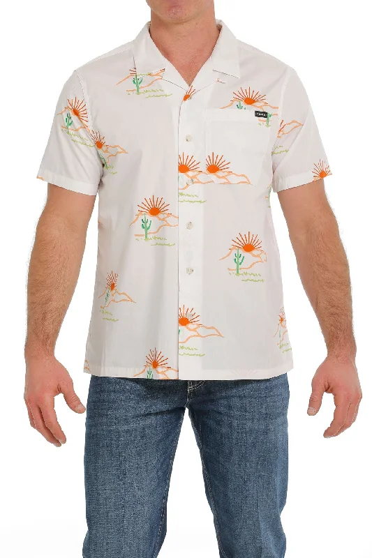 Cinch Men’s Cream Sunrise Camp Shirt Polished Men's Silk