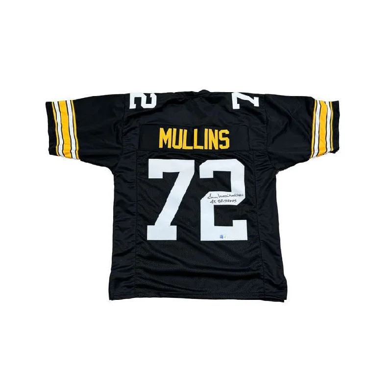 Gerry Mullins Signed Custom Black Football Jersey with "4X SB Champs" Sporty Men's Athleisure 