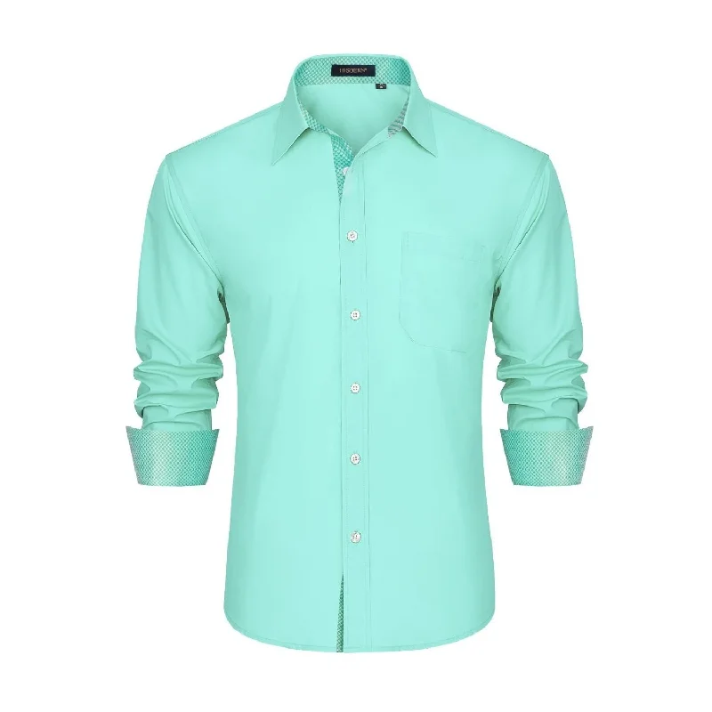 Men's Patchwork Dress Shirt with Pocket - MINT GREEN Luxurious Men's High