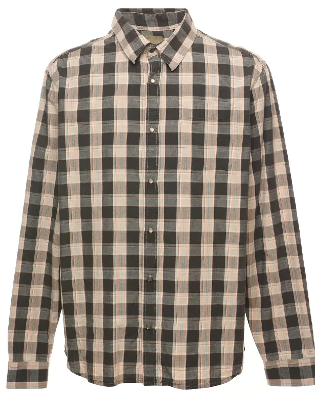 Beige & Black Checked Shirt - L Sporty Men's Tennis