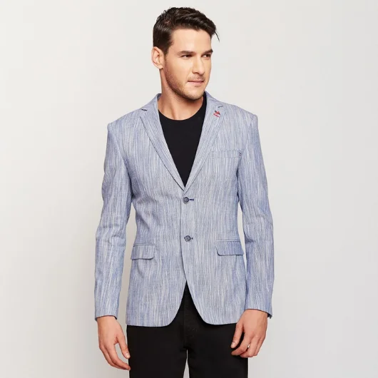 Two Toned Blue Linen Blazer Relaxed Men's Australian 