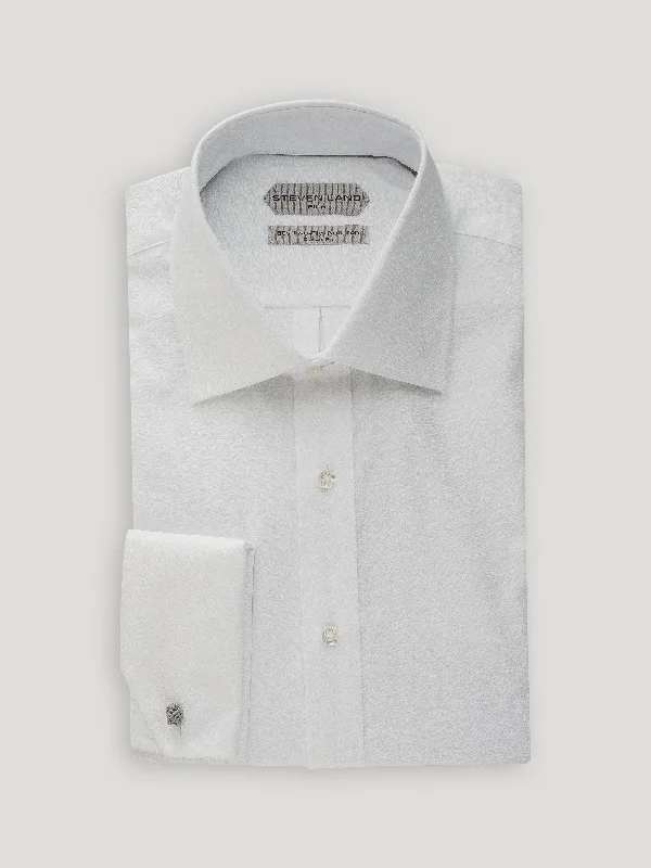 The Luxury Argyle Dress Shirt | Elite Collection | Double Woven Cotton | French Cuff | White Dynamic Men's Glow