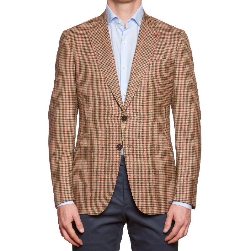 ISAIA Napoli "Gregory" Tan Gun Club Check Wool Super 130's Jacket 50 NEW US 40 Cool Men's Skate