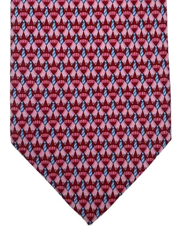 Salvatore Ferragamo Tie Red Pink Blue Dress Shirt & Necktie Design Earthy Men's Sustainable 