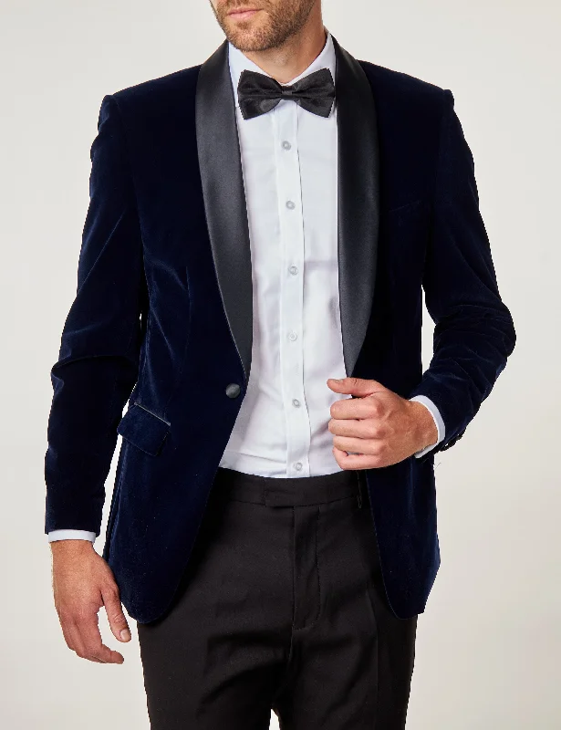 TUXEDO GARY - NAVY SOFT VELVET JACKET Laid