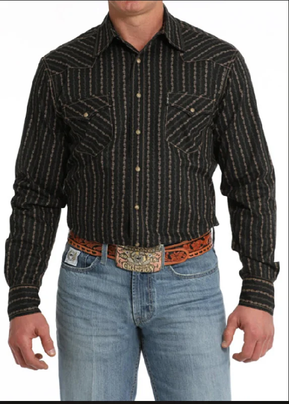 Cinch Black Modern Fit Vintage Snap Western Shirt Luxurious Men's High