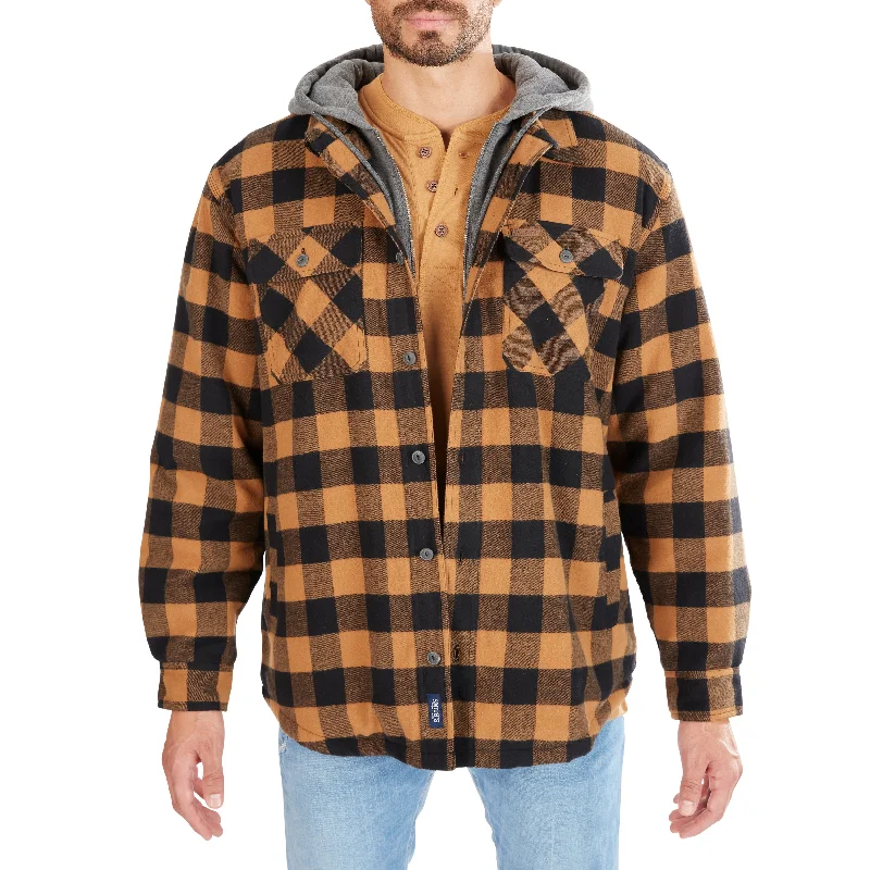 SHERPA-LINED HOODED FLANNEL SHIRT-JACKET Refined Men's Classic 