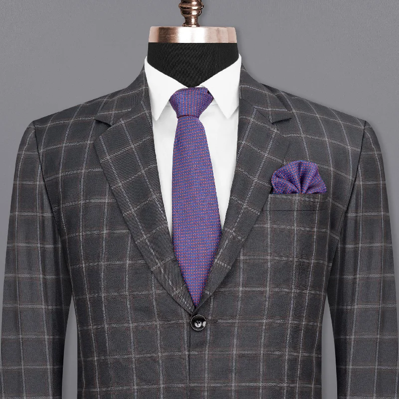 Tundora Gray windowpane Wool Rich Blazer Modern Men's 