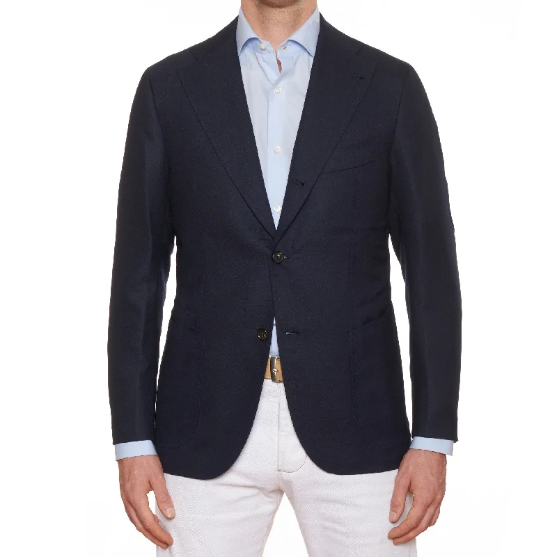 Sartoria CHIAIA Bespoke Handmade Navy Blue Wool Jacket EU 50 NEW US 40 Modern Men's Tech