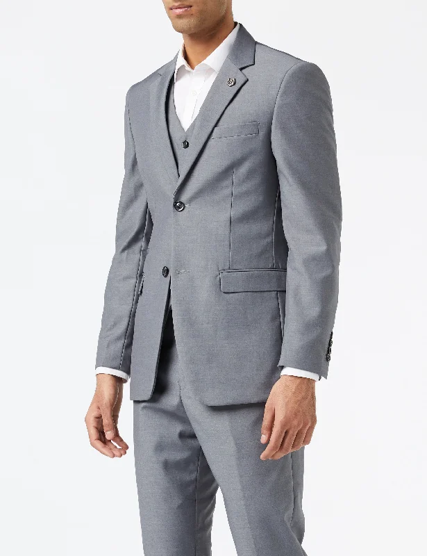 JROSS - GREY FORMAL JACKET & WAISTCOAT Traditional Men's Wool