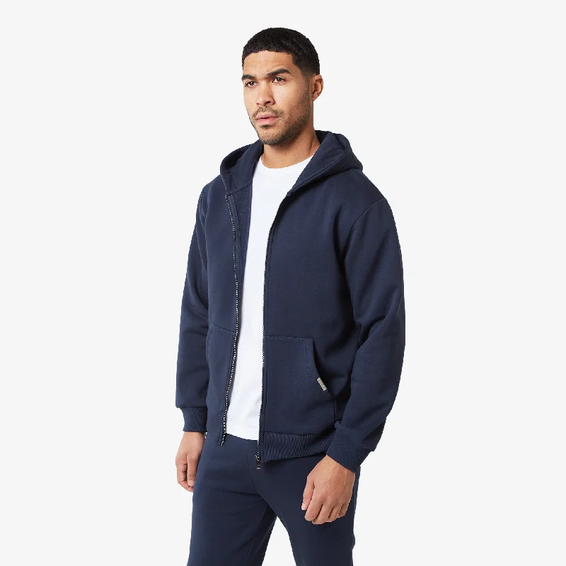 Relaxed Full Zip Hoodie | Navy Sharp Men's Italian