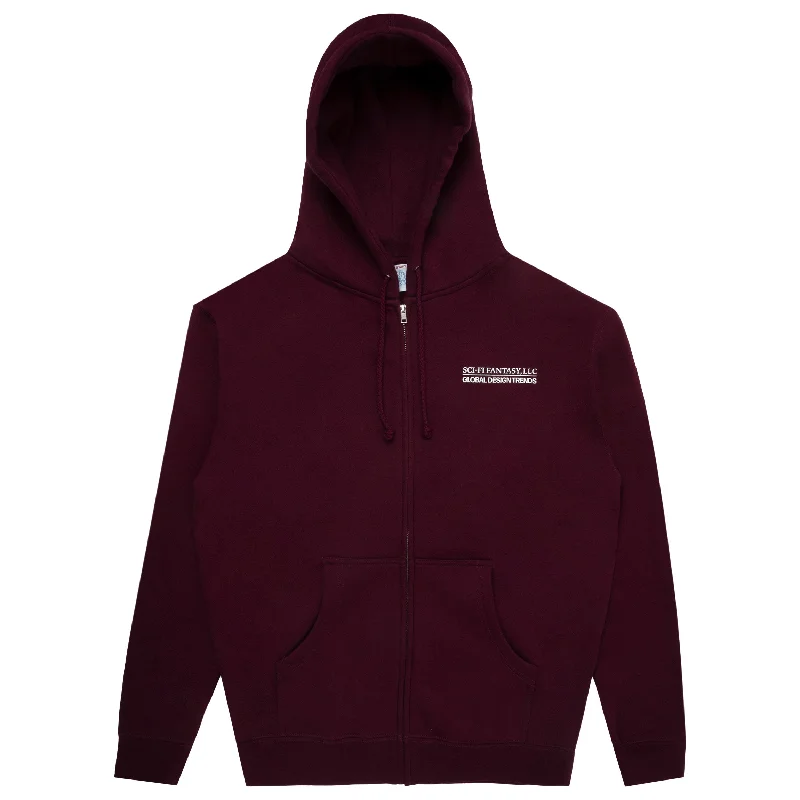 Sci-Fi Fantasy Design Trends Zip Hoodie Maroon Relaxed Men's Beach