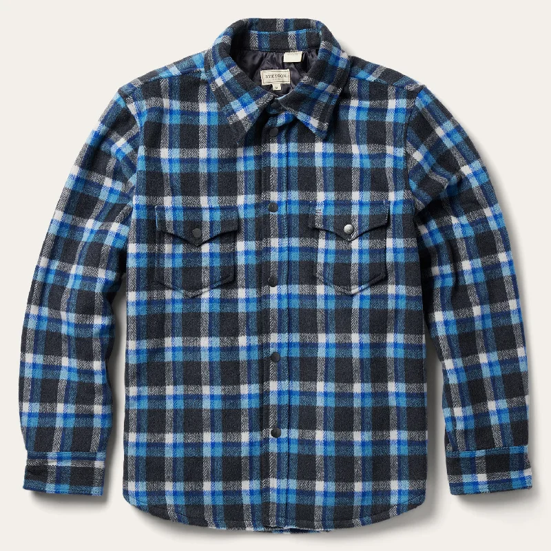 Blue Plaid Quilted Shirt Jacket Confident Men's Power