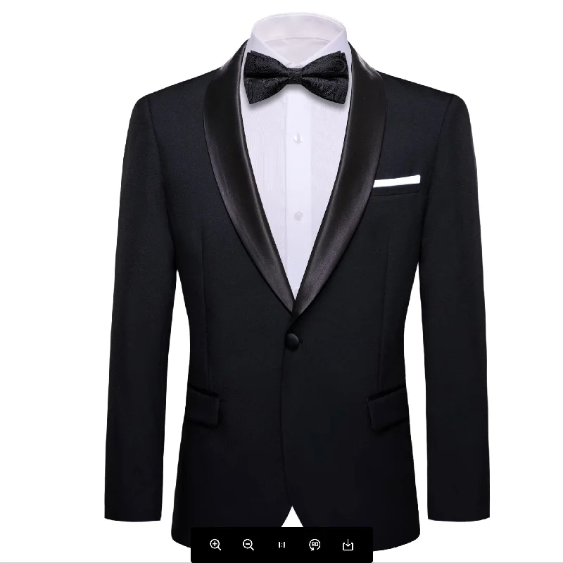 Simon Von  Dress Party Black Suit Jacket Slim One Button Stylish Blazer-XX-0044 Cclassic Men's Tweed