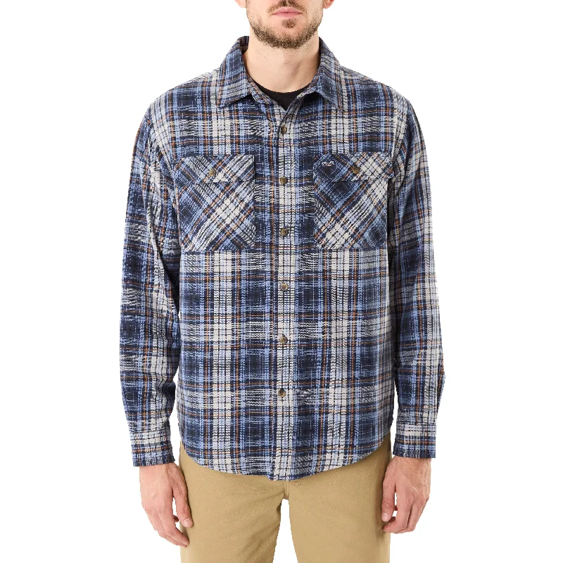 LONG SLEEVE 2-POCKET PLAID FLANNEL SHIRT WITH PEN-SLOT Unique Men's Patch