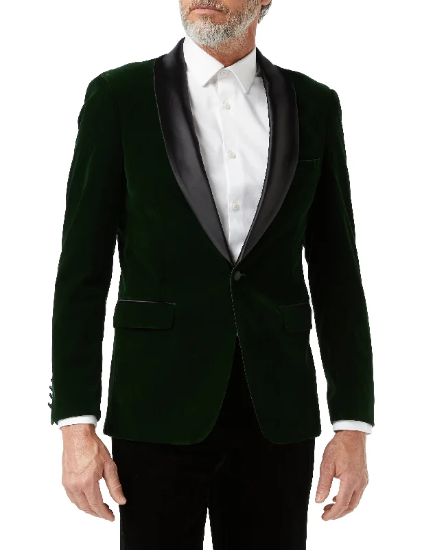 TUXEDO MAK - Green Soft Velvet Jacket Rugged Men's Outdoor 