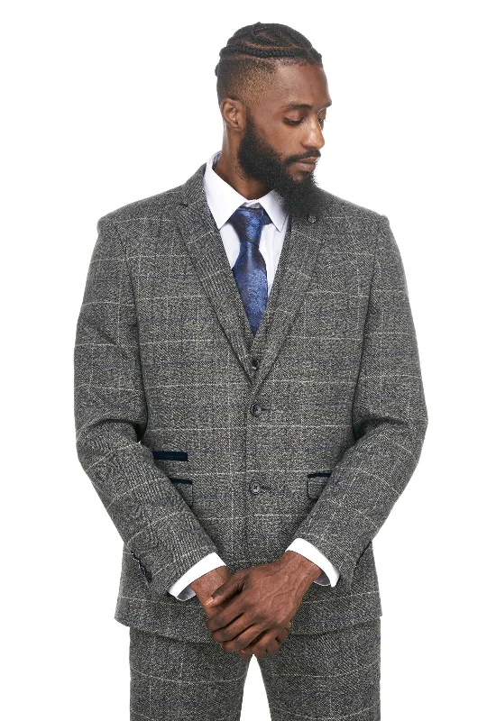 Scott Grey Check Tweed Blazer | Check Blazer | Office Wear Sleek Men's Contemporary 