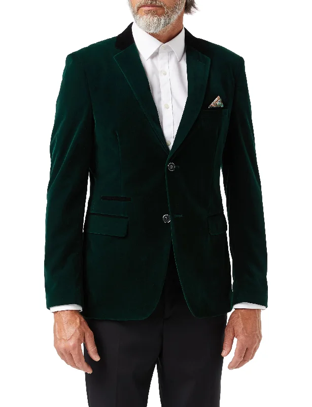 MAK - Green Soft Velvet Dinner Jacket Minimalist Men's Casual 