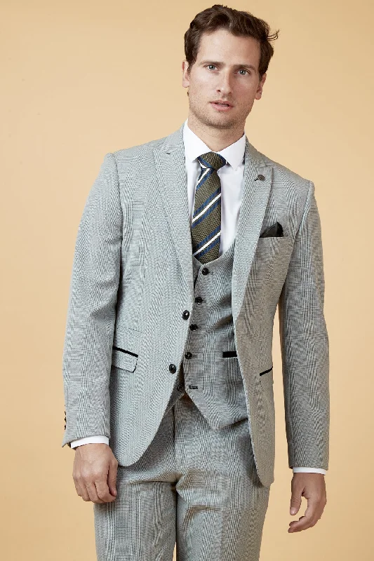 BROMLEY - Silver Grey Check Blazer Confident Men's High