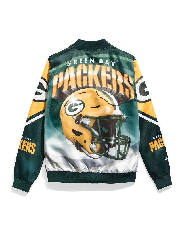 Green Bay Packers Helmet Fanimation Satin Jacket Casual Men's Japanese 