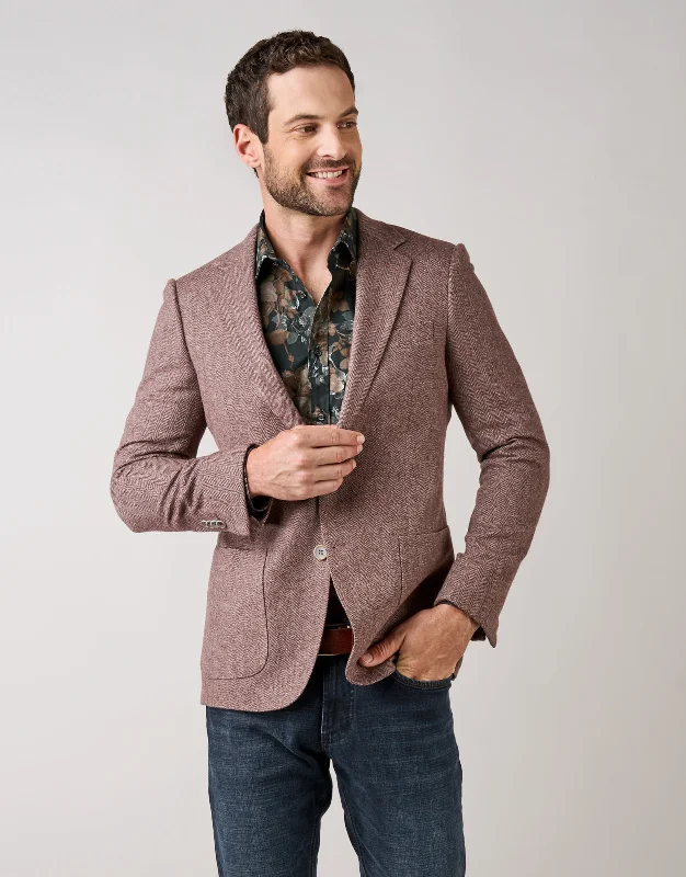 Batten Dusty Maroon Herringbone Blazer Tailored