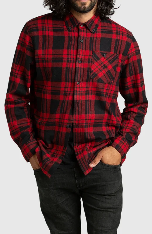 Red Buffalo Plaid Flannel Shirt Practical Men's Quick