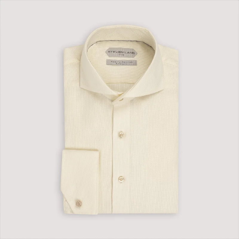 The Augustus Dress Shirt | Cutaway Collar | Angled French Cuff | 100% Cotton | Cream Bold Men's Animal