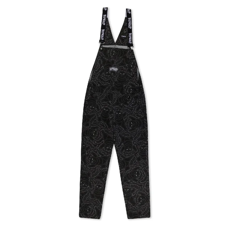 Big Pussy Energy Cotton Twill Overalls (Black) Cclassic Men's Tweed