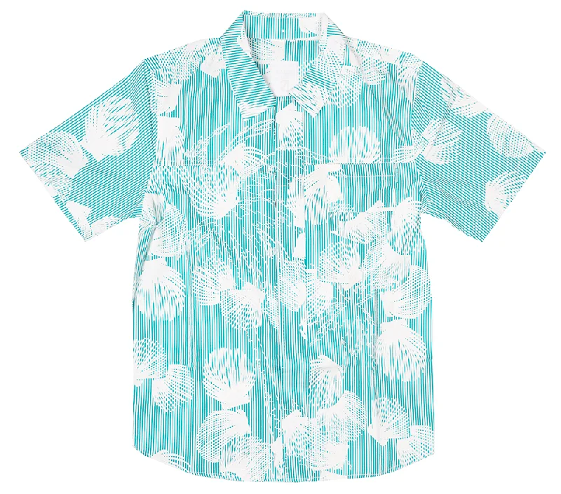 DREAMLAND BUTTON DOWN S/S SHIRT AQUA - D2305W0807 Laid