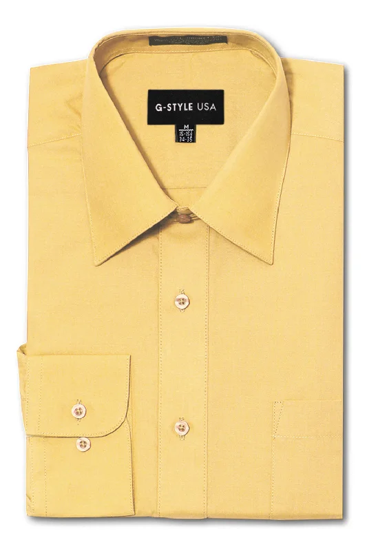 Men's Basic Solid Color Button Up Dress Shirt (Lemon) Modern Men's 