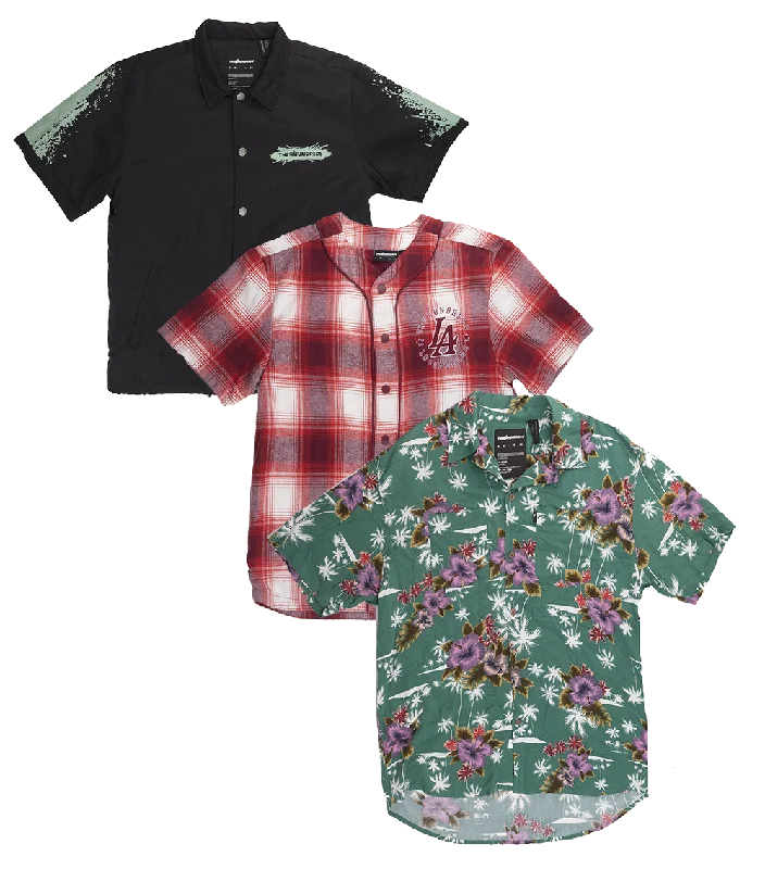 THE HUNDREDS ASSORTED S/S BUTTON DOWNS - 100SBD09 Cool Men's Distressed