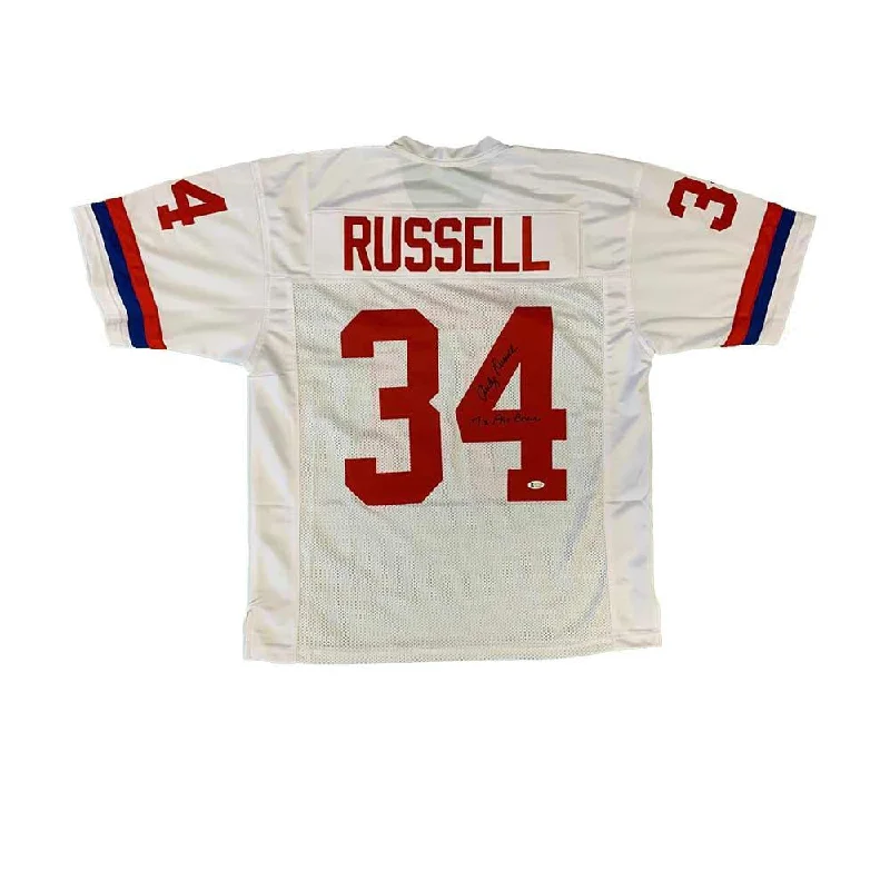 Andy Russell Signed White Custom Pro Bowl Jersey Insc. 7X Pro Bowl Adventure