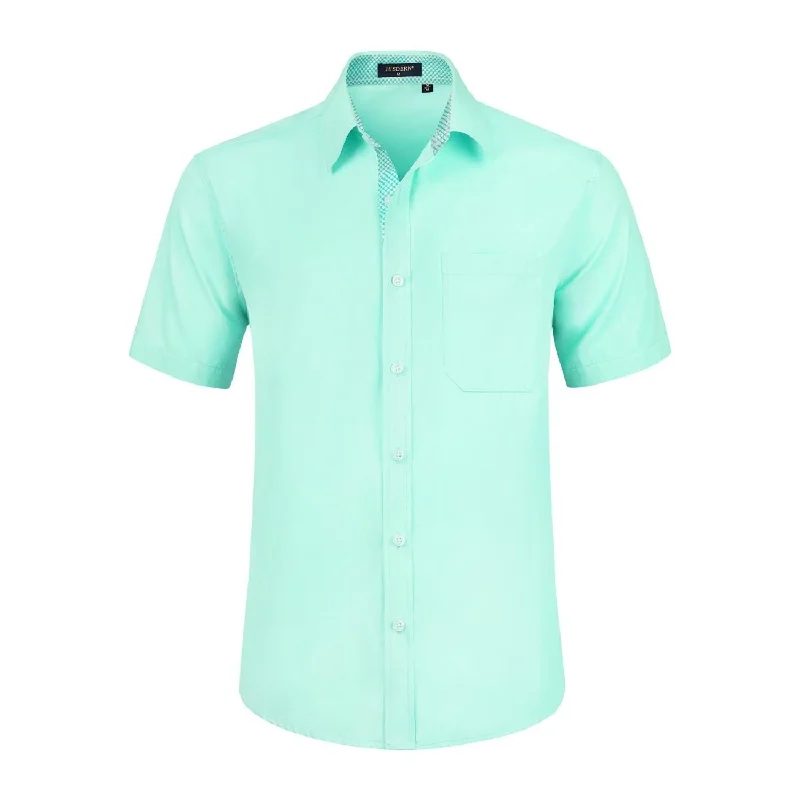 Men's Short Sleeve Shirt with Pocket - A1-GREEN2 Refined Men's Velvet