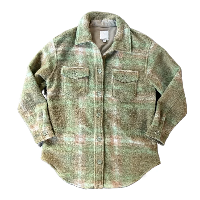 Top Long Sleeve By Joie In Green & Tan, Size: S Trendy Men's Bucket