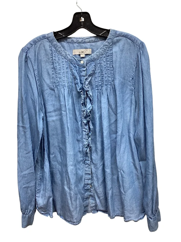 Top Long Sleeve By Loft In Blue Denim, Size: L Athletic Men's High