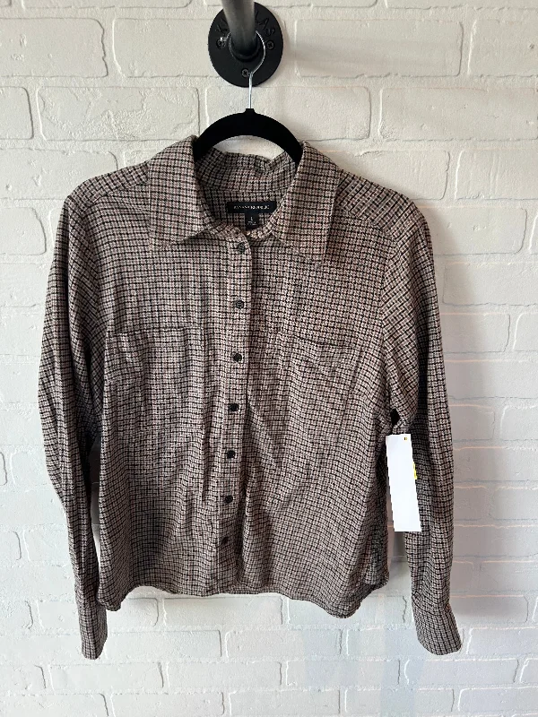 Top Long Sleeve By Banana Republic In Black & Brown, Size: L Trendy Men's Oversized