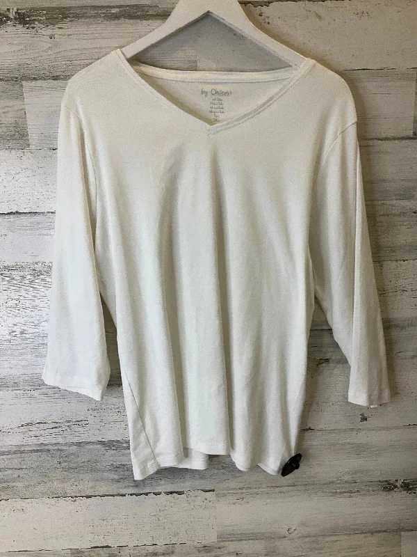 Top 3/4 Sleeve Basic By Chicos In White, Size: Xl Organic