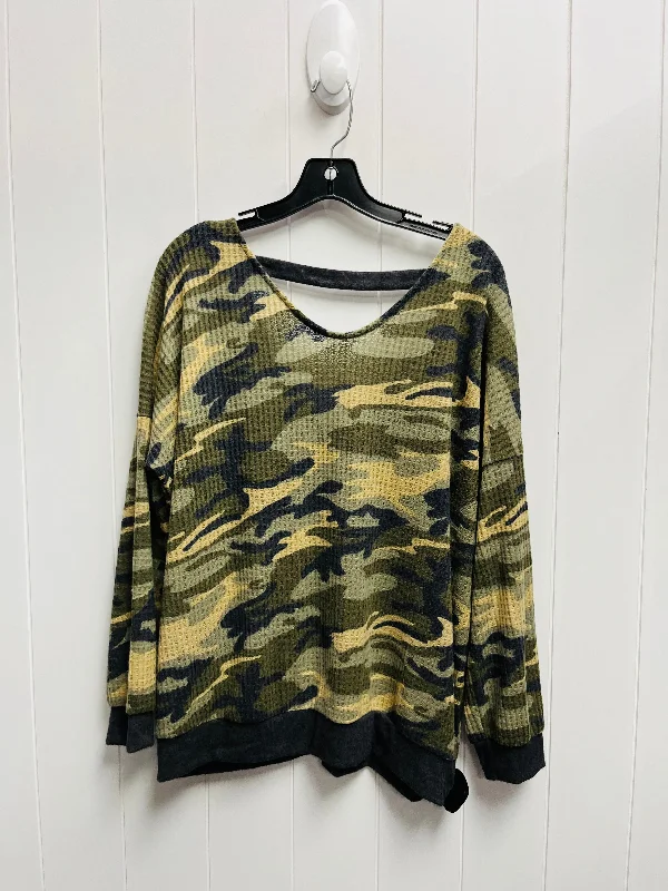 Top Long Sleeve By Cherish In Camouflage Print, Size: L Relaxed Men's Australian 