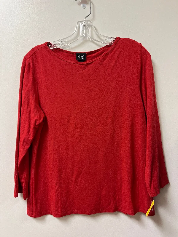 Top Long Sleeve By Eileen Fisher In Red, Size: S Bohemian Men's Free