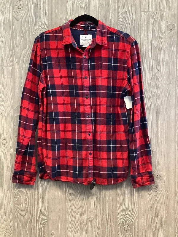 Top Long Sleeve By Clothes Mentor In Red, Size: M Trendy Men's Oversized