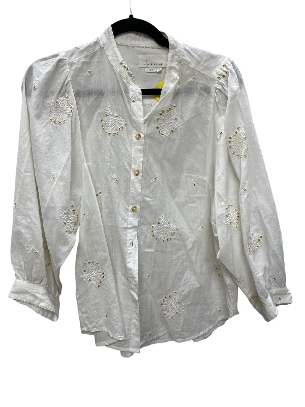 Top Long Sleeve By Anthropologie In White, Size: S Traditional Men's Country