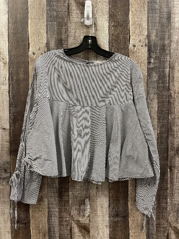 Top Long Sleeve By Heart & Hips In Striped Pattern, Size: M Casual Men's Loose