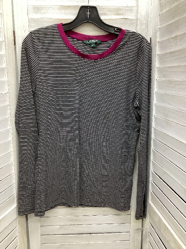 Top Long Sleeve By Lauren By Ralph Lauren In Striped Pattern, Size: L Rugged Men's Outdoor 