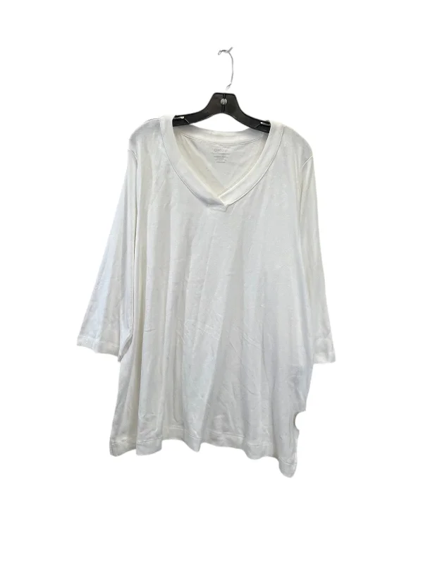 Top 3/4 Sleeve Basic By Chicos In Cream, Size: Xxl Tailored