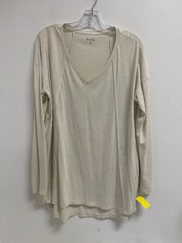 Top Long Sleeve By Wonderly In Cream, Size: M British Gentleman Style